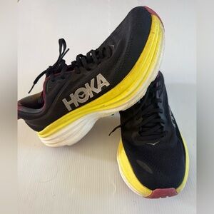 Hoka One One Bondi 8 1127952 BCGL Black Citrus Glow Running Shoes Womens 10.5 B
